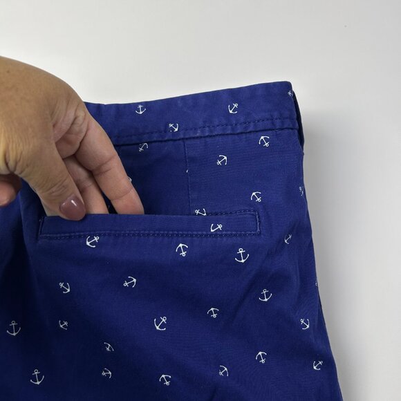 Talbots Navy White Anchor Stretch Cotton Relaxed Chino Pants Womens 12 Nautical‎ - Picture 3 of 12